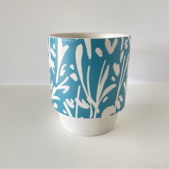 Starbucks 2016 Blue Abstract Floral Print 12oz Mug Stackable Coffee Tea - Picture 2 of 8